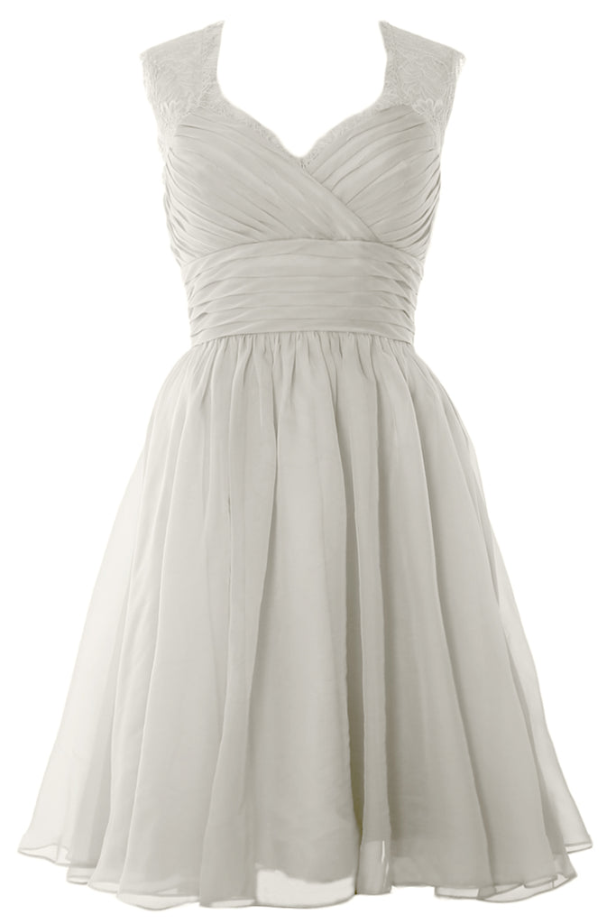 MACloth Elegant Short Bridesmaid Dress Vintage Chiffon Wedding Party F