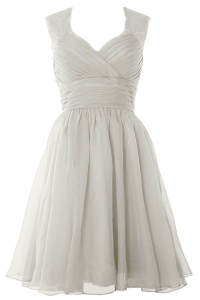 MACloth Elegant Short Bridesmaid Dress Vintage Chiffon Wedding Party Formal Gown