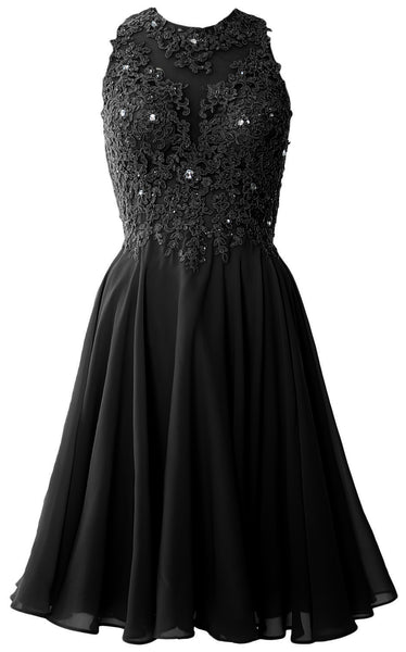 MACloth Women High Neck Lace Cocktail Dress Short Prom Homecoming Form