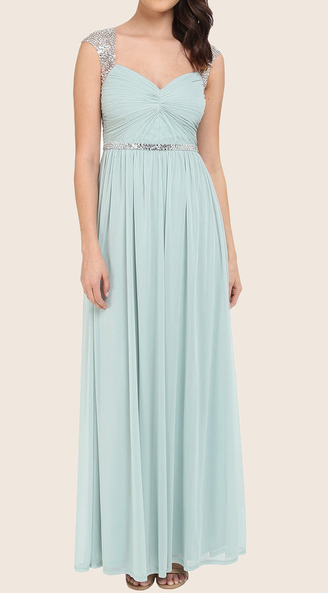 MACloth Straps Sweetheart Long Prom Dress Aqua Formal Gown