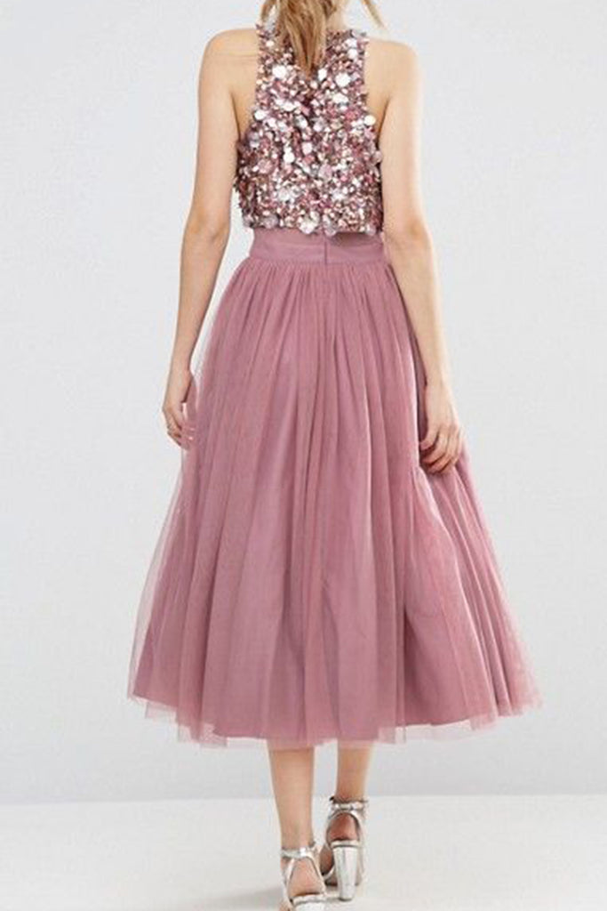 Dusty rose clearance midi bridesmaid dresses