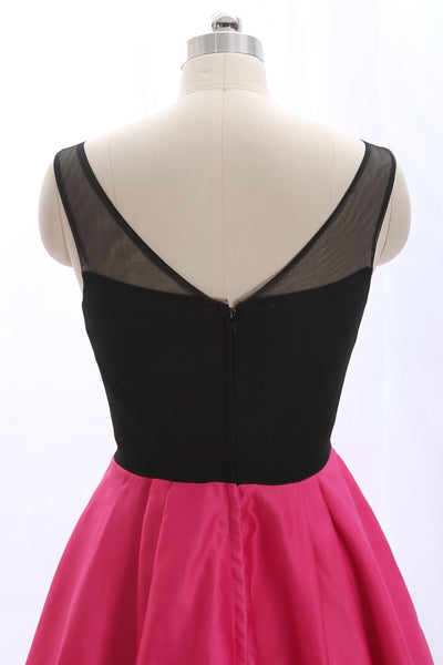 MACloth Straps Black Fuchsia Mini Prom Homecoming Dress Wedding Party Formal Gown