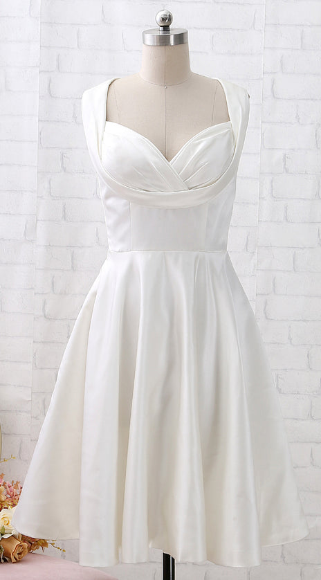 MACloth Straps Knee Length Vintage Ivory Cocktail Party Dress