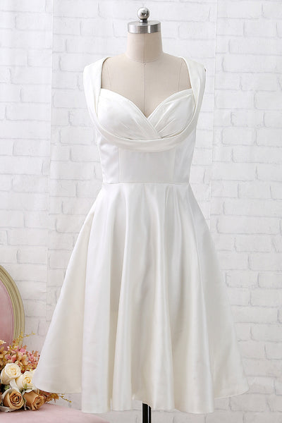MACloth Straps Knee Length Vintage Ivory Cocktail Party Dress