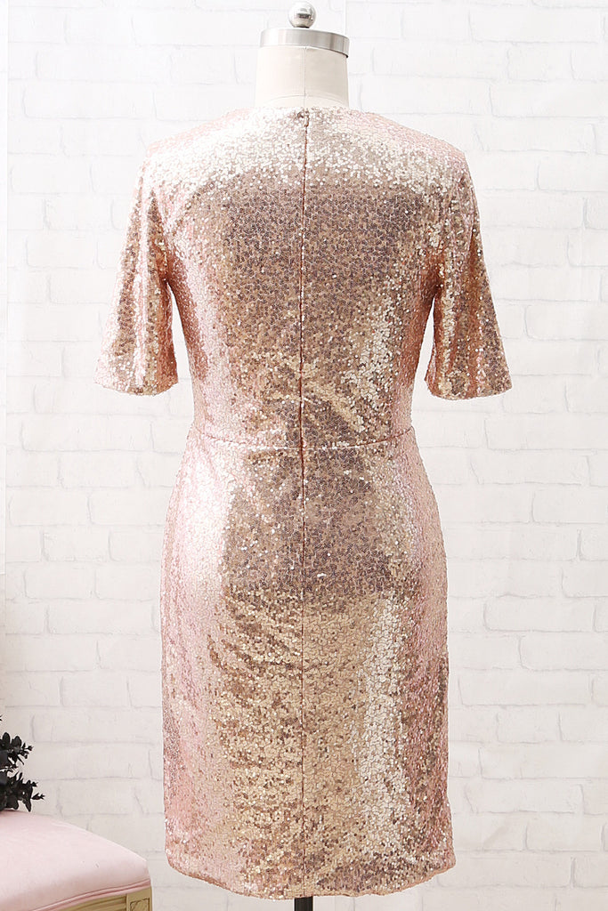 Rose gold store party dress short