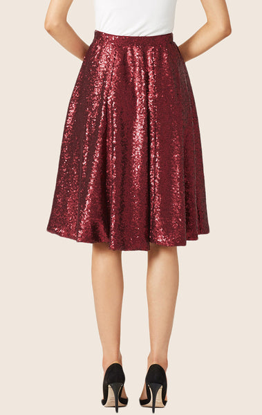 MACloth A Line Knee Length Sequin Skirt Midi Skirt
