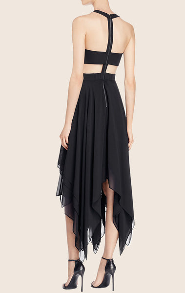 MACloth High Low Chiffon Cocktail Dress Cut Out Formal Party Gown