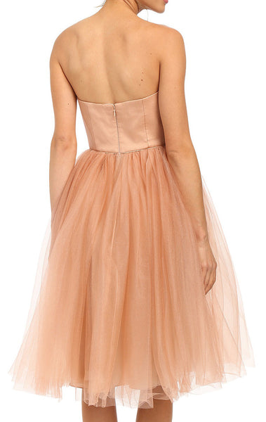MACloth Strapless Sweetheart Short Prom Dress Champagne Cocktail Dress