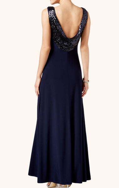 MACloth Straps Cowl Neck Sequin Jersey Formal Evening Gown
