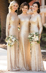 Macloth One Shoulder Sequin Long Bridesmaid Dress Rose Gold Formal Gown US10 / Custom Color