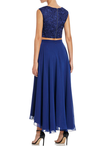 MACloth Two Piece Hi-Lo Lace Chiffon Cocktail Dress Simple Prom Gown