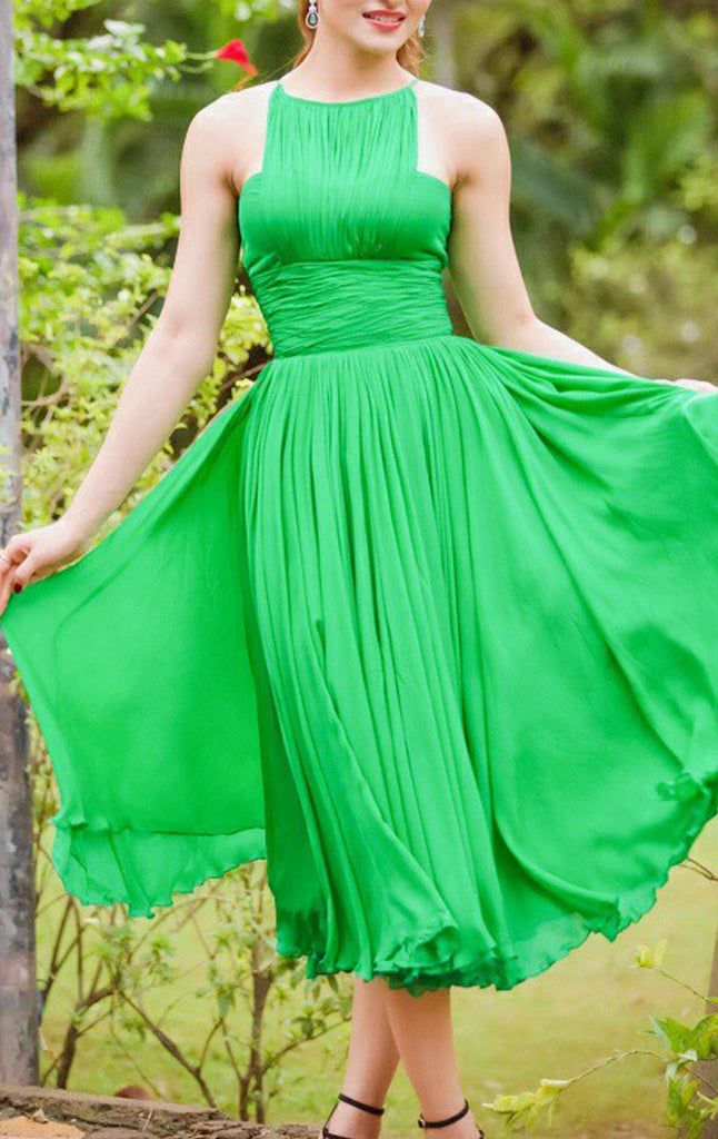 MACloth Halter Chiffon Long Prom Dress