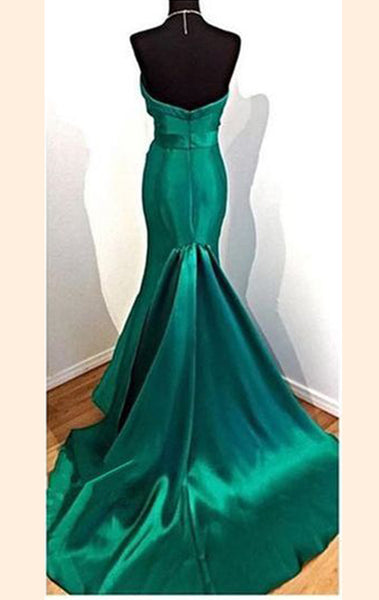 MACloth Mermaid Strapless Sweetheart Long Prom Dress Green Formal Evening Gown