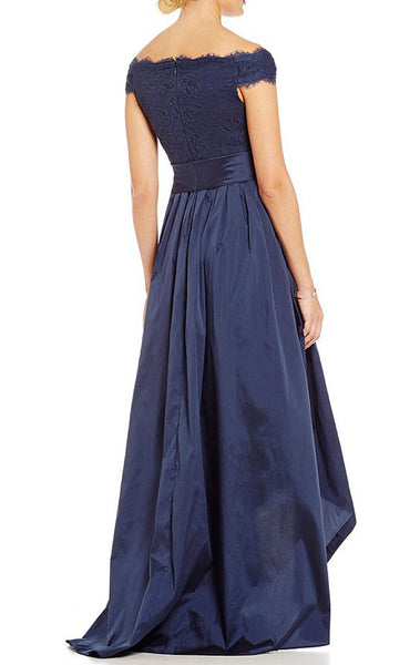 MACloth Off the Shoulder Hi Lo Evening Gown Dark Navy Prom Formal Dress