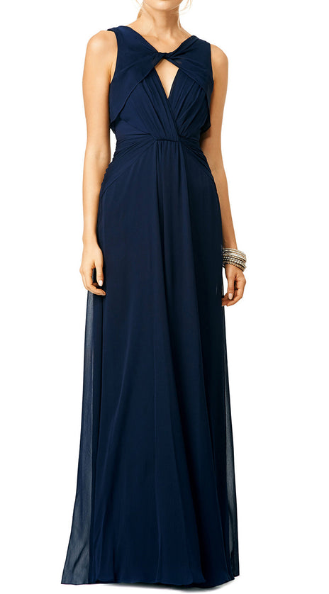 MACloth Straps O Neck Chiffon Formal Gown Simple Prom Dress with Open Back