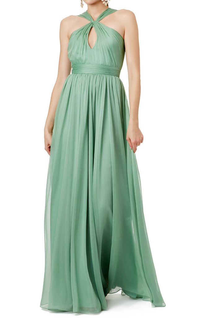 MACloth Halter Chiffon Long Prom Dress