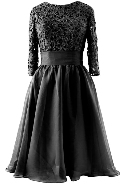 MACloth Women 3/4 Sleeve Lace Short Mother of Bride Dress Formal Evening Gown