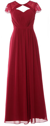 MACloth Elegant Cap Sleeves Long Bridesmaid Dress 2018 Evening Formal Gown