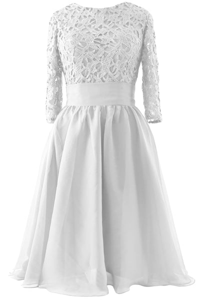 MACloth Women 3/4 Sleeve Lace Short Mother of Bride Dress Formal Evening Gown